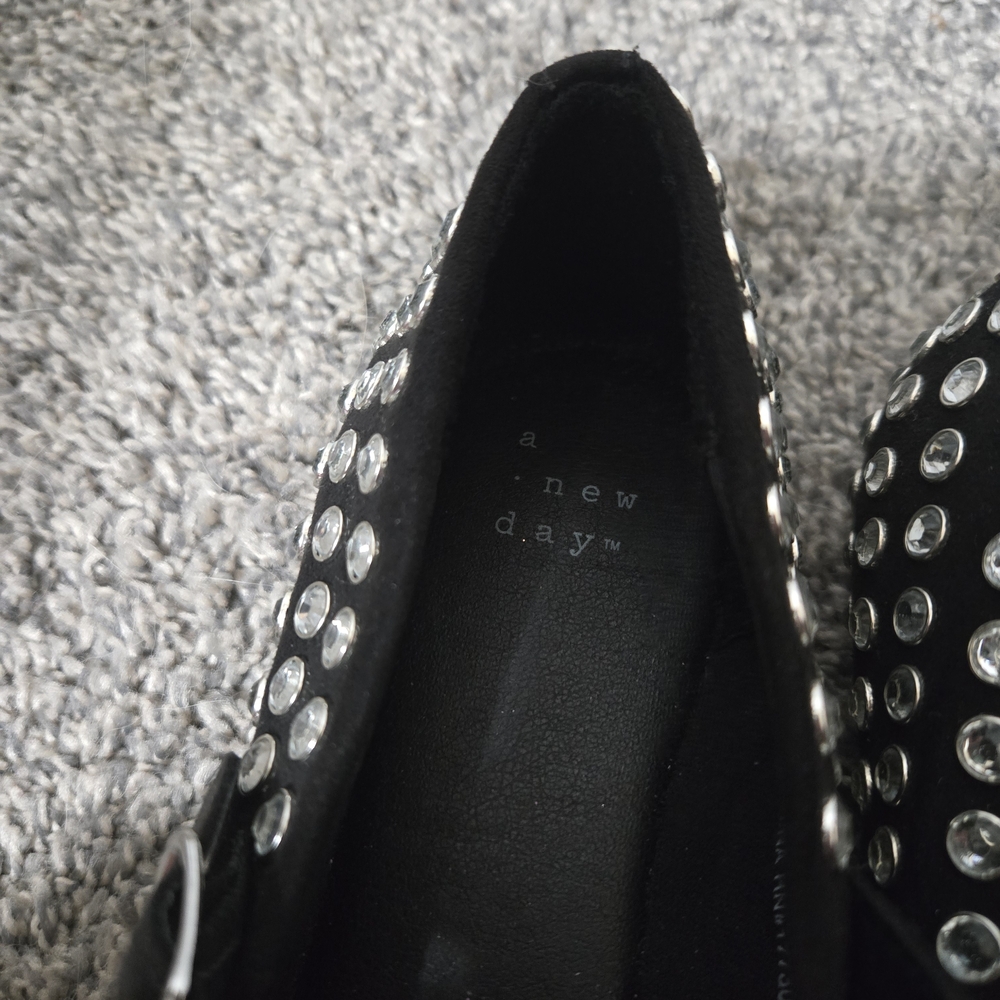 Issa Black Rhinestone Studded Mary Jane Style Ballet Flats Shoes, Size 8, NWOT - Picture 8 of 11
